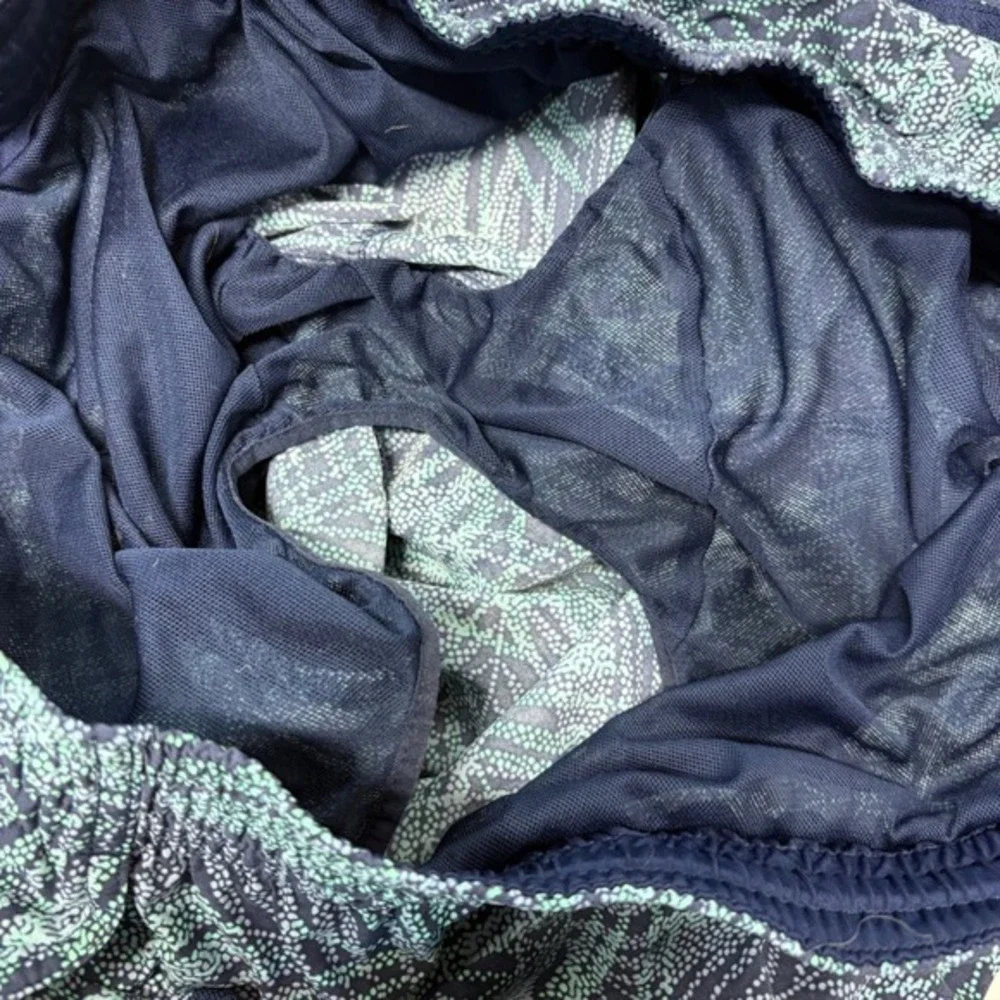 Lands' End Men's XXL Swim Trunks Blue Purple Green Palm Print Lined 4 Pocket